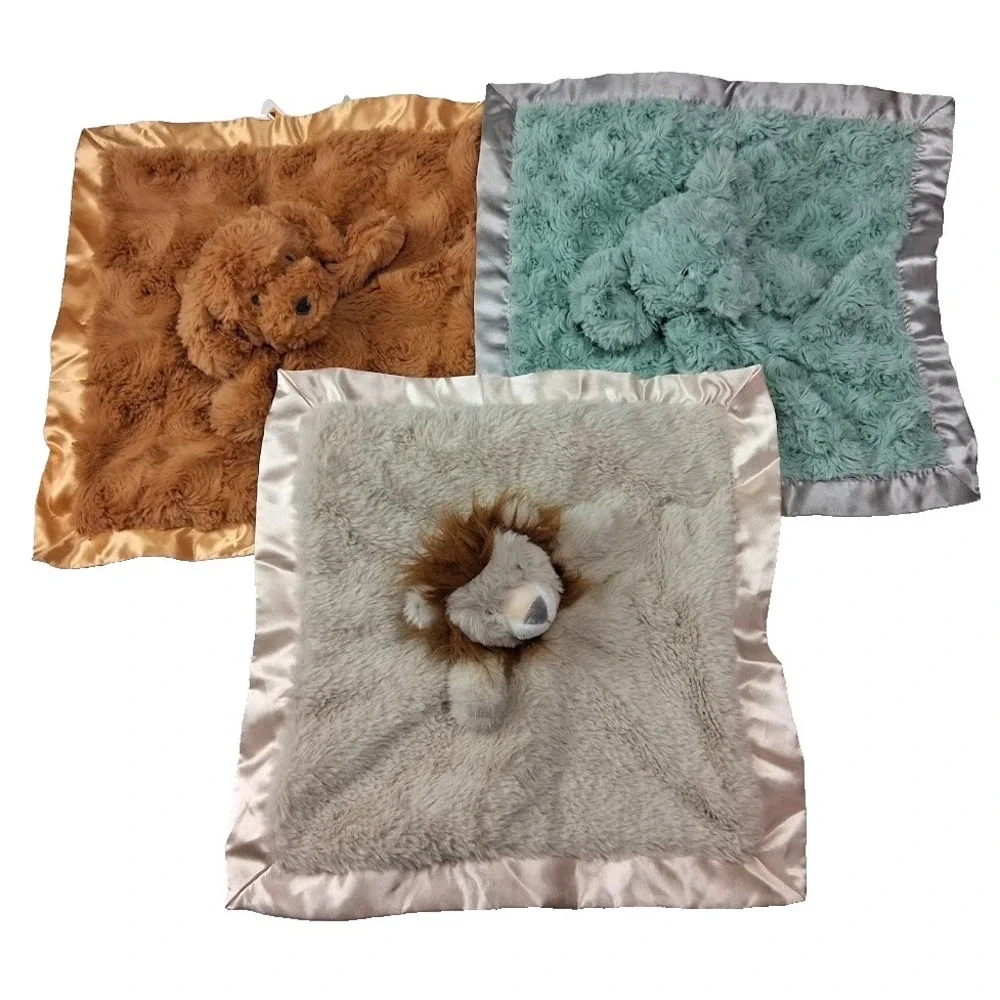 Cloud Island Baby Security‎ Blanket Lot Elephant Dog Lion Lovey Satin Target 3pc